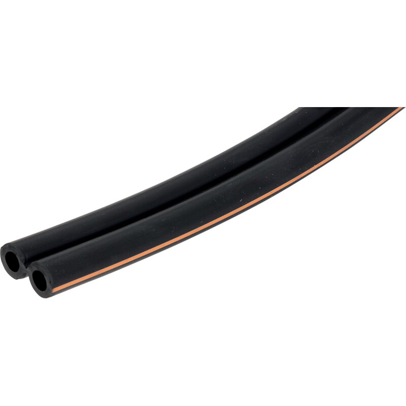 Doppelpulsschlauch Gummi AD 13 x ID 7 mm 25 m Rollenware mit orangem Streifen