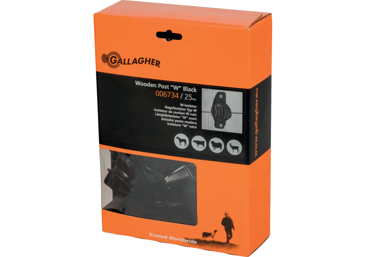 W-Isolator für Draht bis 8 mm, Schwarz, 25 Stück Gallagher 006734 Gallagher