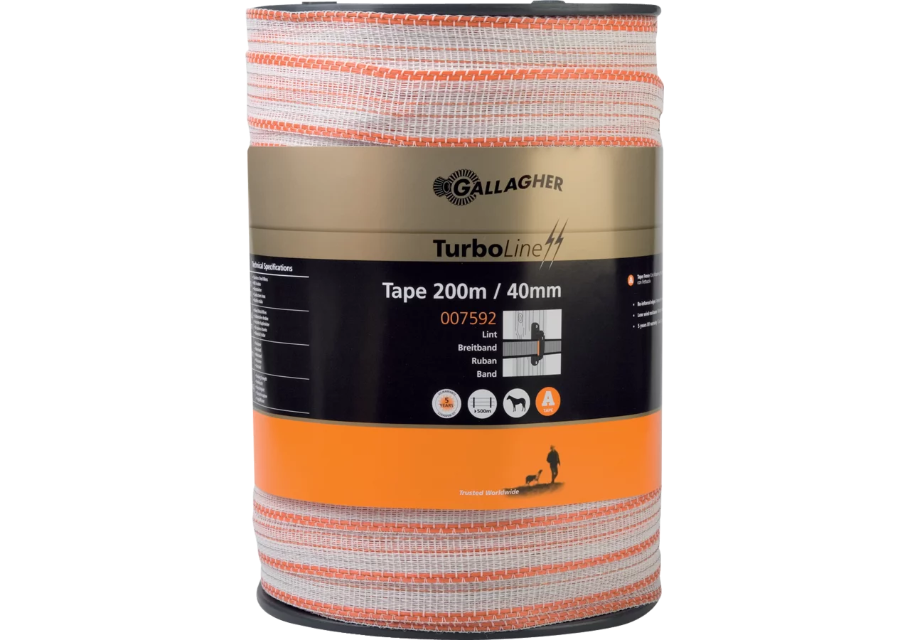 Breitband TurboLine, L 20 m, B 40 mm, Weiß-Orange Gallagher 007592 Gallagher