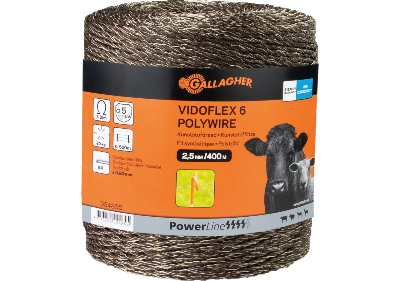 Cord PowerLine Vidoflex 6, L 400 m, Terra Gallagher 054855 Gallagher