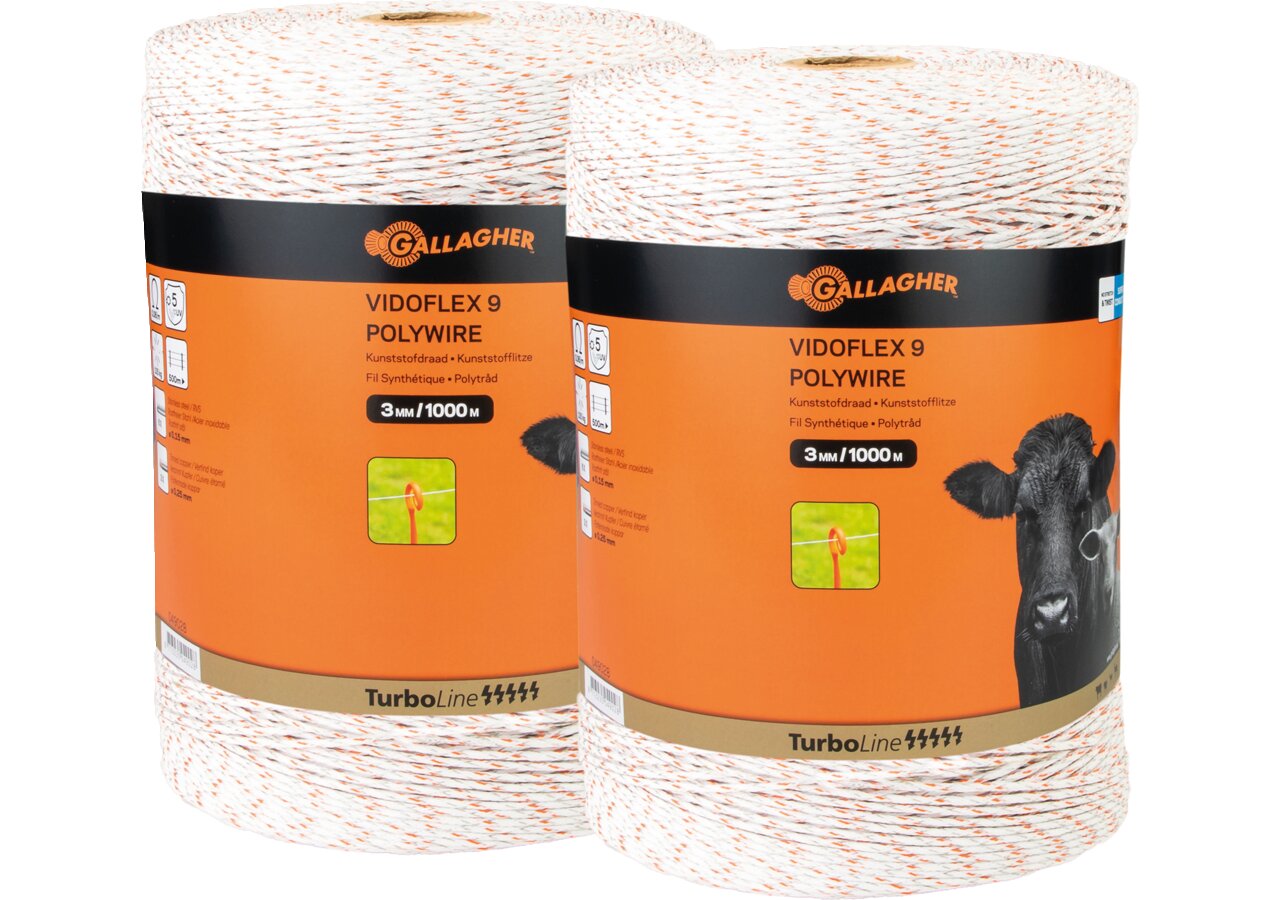 Cord TurboLine Vidoflex 9 Plus, L 2 x 1.000 m, Weiß Gallagher 079421 Gallagher