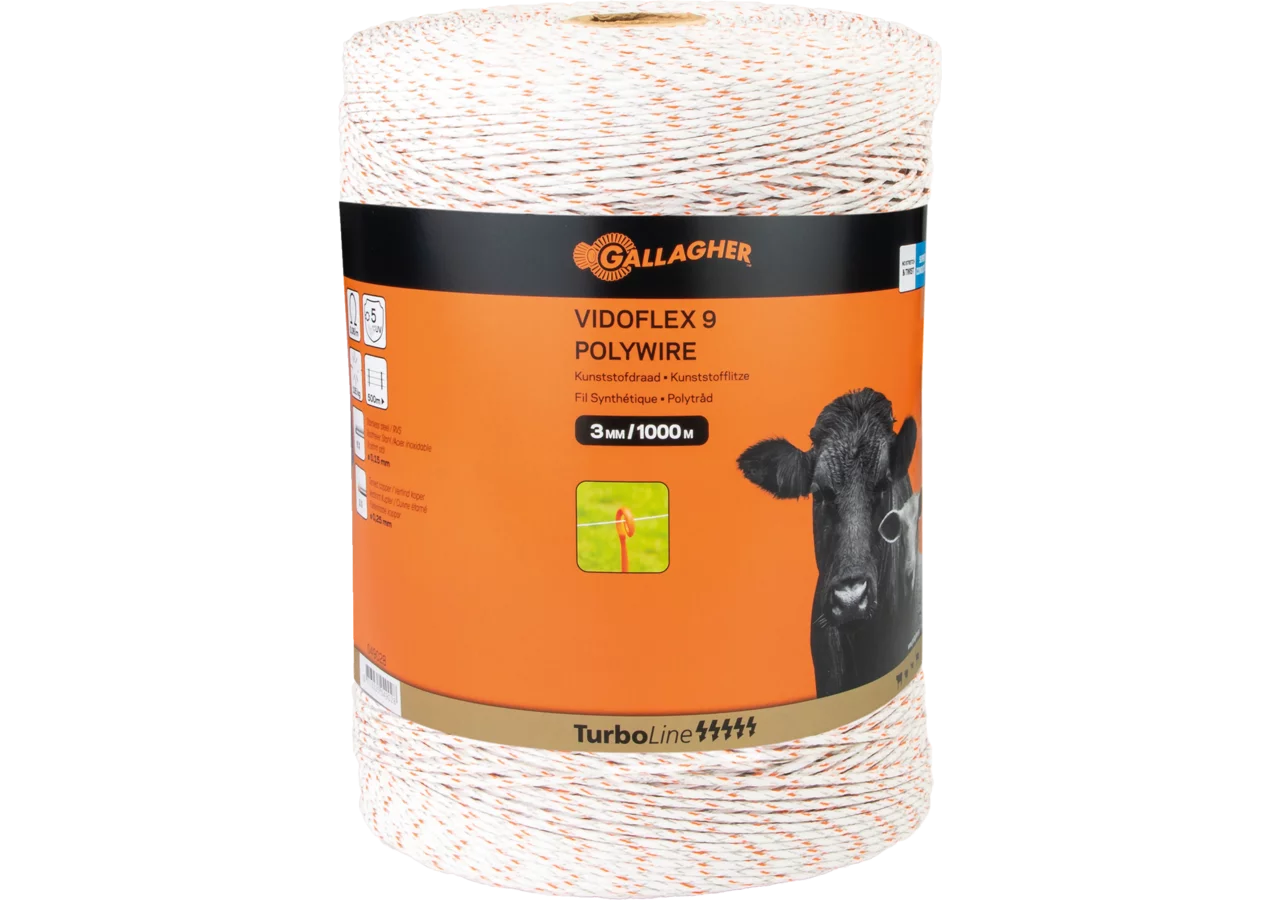 Cord TurboLine Vidoflex 9 Plus, L 1.000 m, Weiß Gallagher 049028 Gallagher