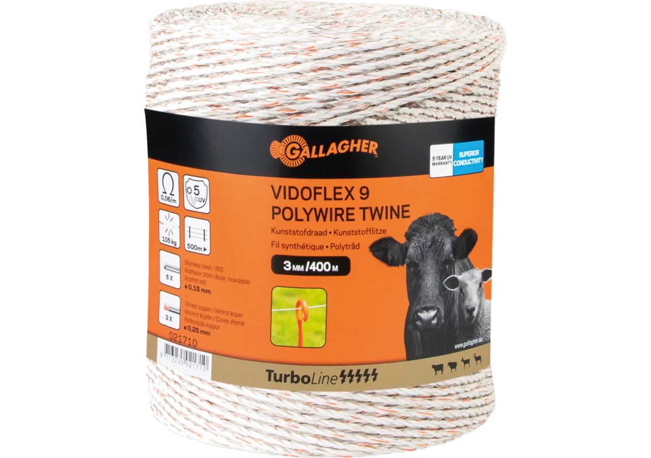 Cord TurboLine Vidoflex 9, L 400 m, Weiß Gallagher 021710 Gallagher