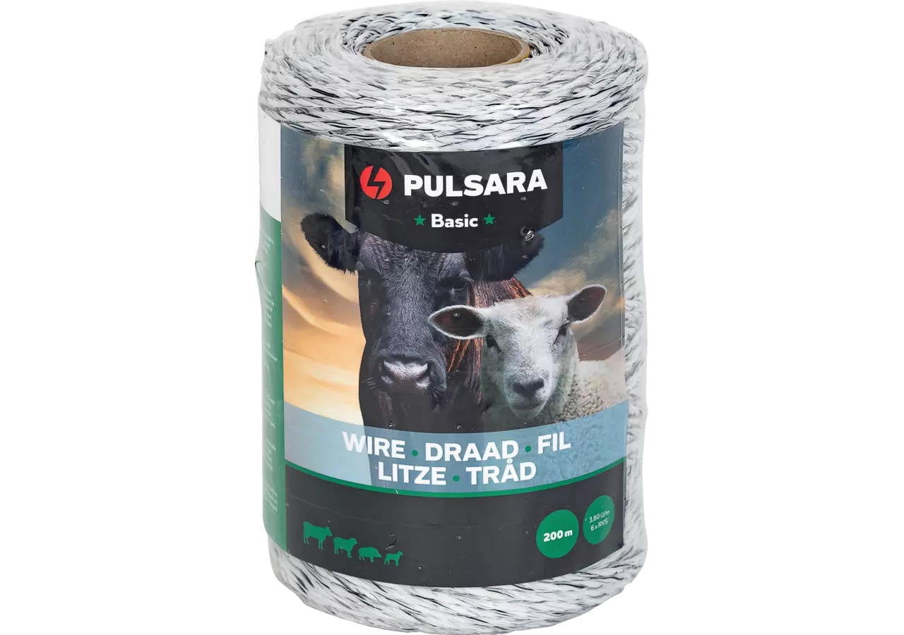 Kunststofflitze Basic, L 200 m, Weiß-Schwarz Pulsara 082940 Pulsara