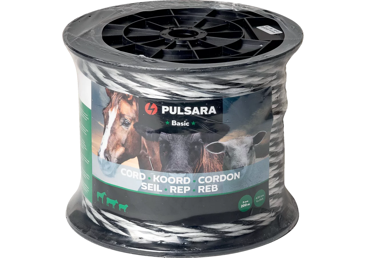 Seil Basic, AD 5 mm x L 200 m, Weiß-Schwarz Pulsara 082872 Pulsara