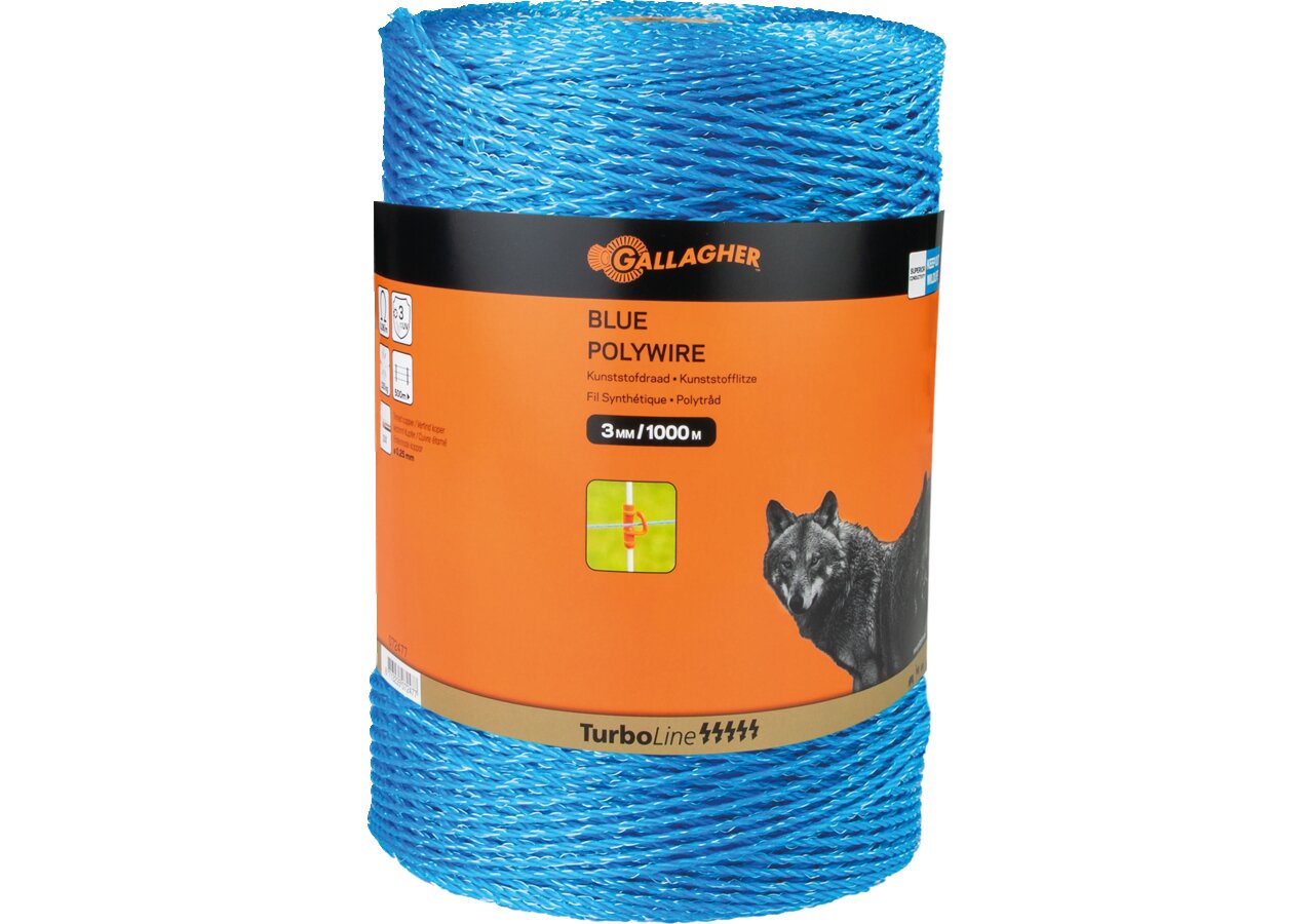 Kunststofflitze Blue Polywire, AD 3,0 mm x L 1.000 m, Blau Gallagher 072477 Gallagher
