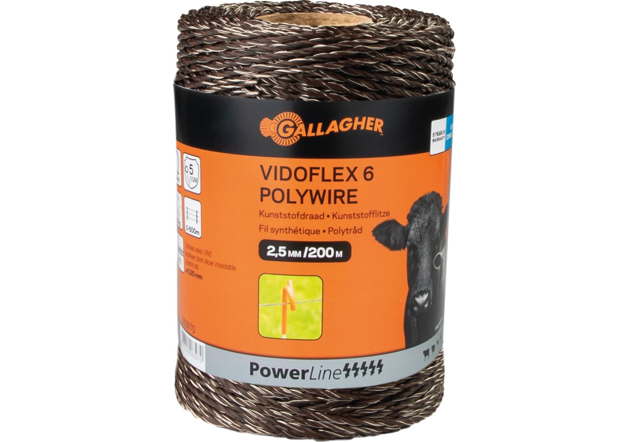 Cord PowerLine Vidoflex 6, L 200 m, Terra Gallagher 063970 Gallagher