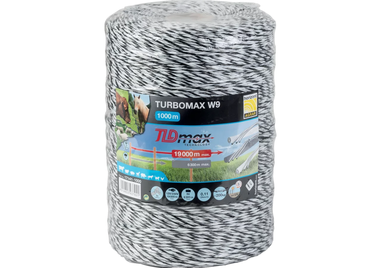 Litze turbomax W9, Weiß-Schwarz-Weiß, 1.000 m Horizont 17141-1000 Horizont
