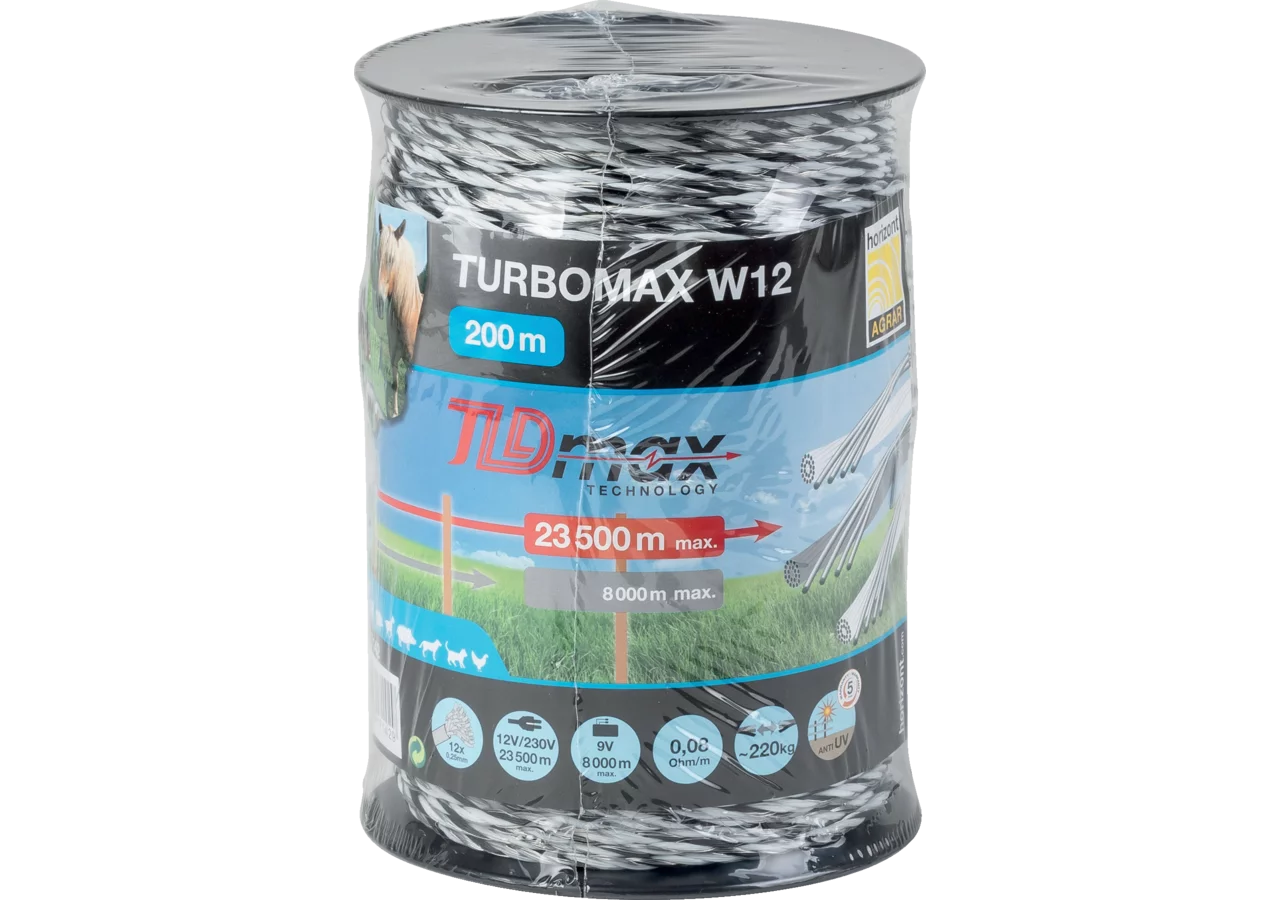 Litze turbomax W12, Weiß-Schwarz-Weiß, 200 m Horizont 17142 Horizont
