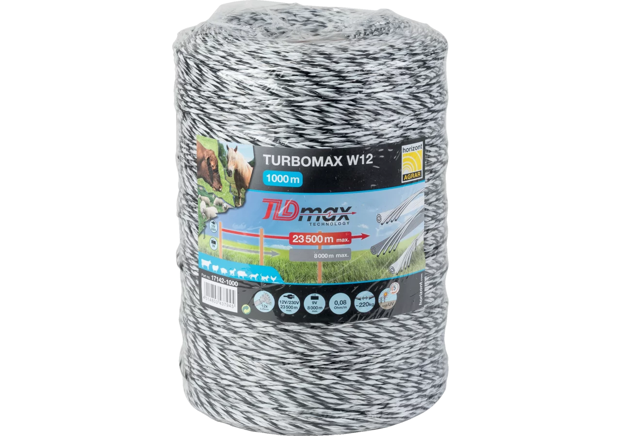 Litze turbomax W12, Weiß-Schwarz-Weiß, 1.000 m Horizont 17142-1000 Horizont