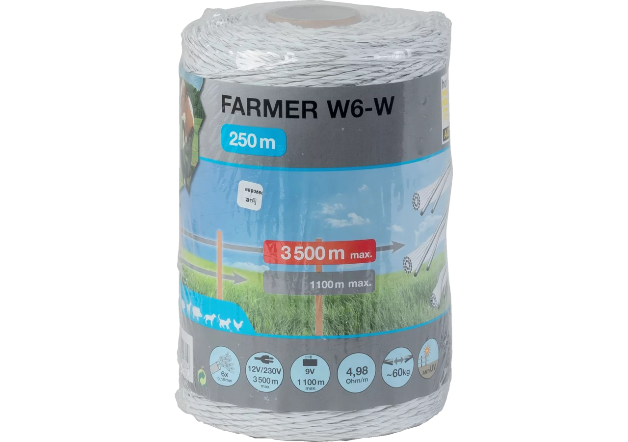 Litze farmer W6-W, Weiß, 250 m Horizont 15282 Horizont