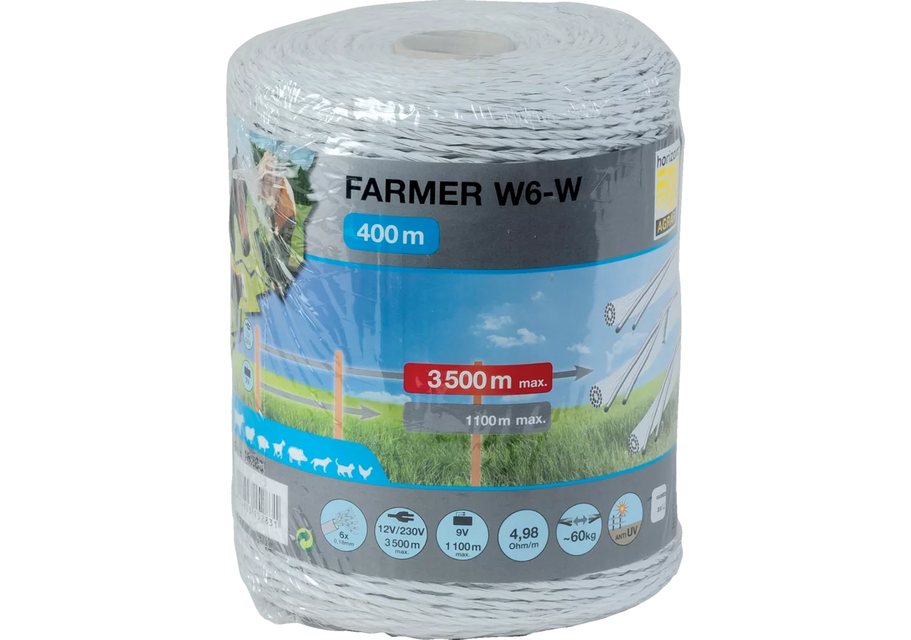 Litze farmer W6-W, Weiß, 400 m Horizont 15283 Horizont
