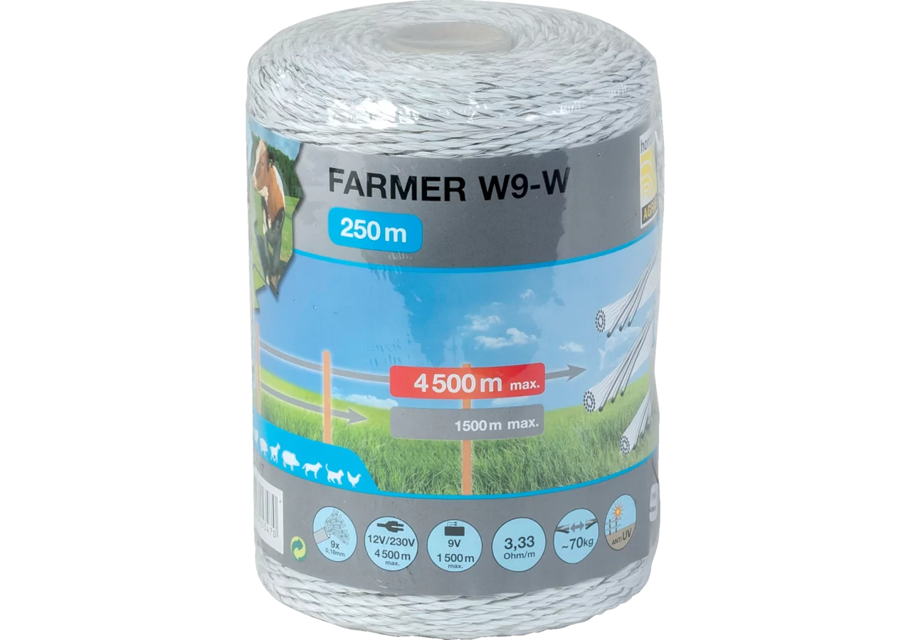 Litze farmer W9-W, Weiß, 250 m Horizont 15347 Horizont