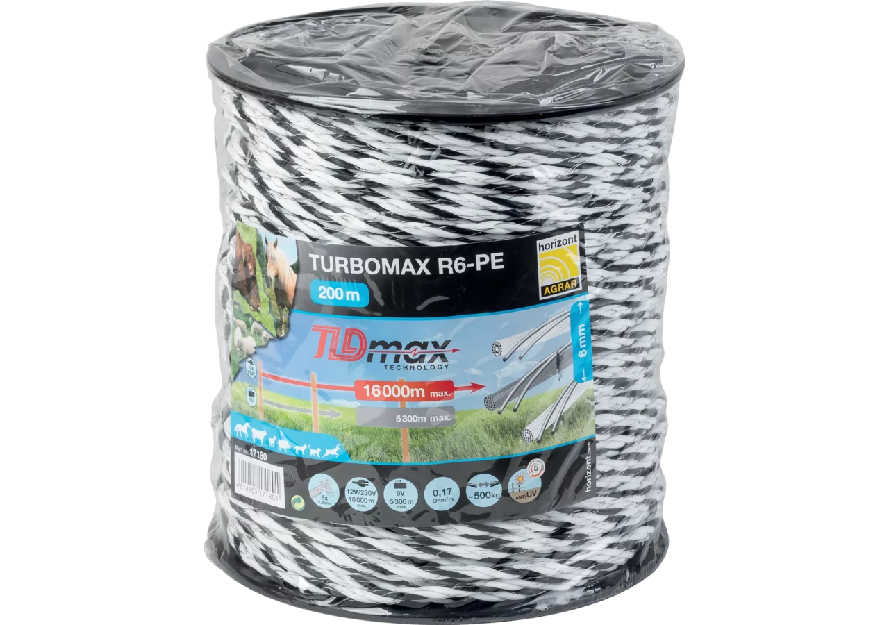 Cord turbomax R6-PE, Weiß-Schwarz-Weiß, 200 m Horizont 17180 Horizont