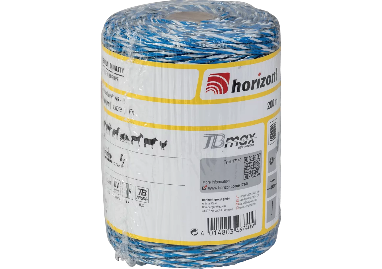 Litze hotshock W9-R, Blau-Weiß, 200 m Horizont 17149 Horizont