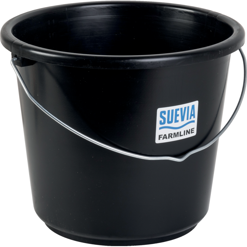 Eimer 12 Liter Suevia 300.0012 in Schwarz mit Metallbügel und Liter-Skala