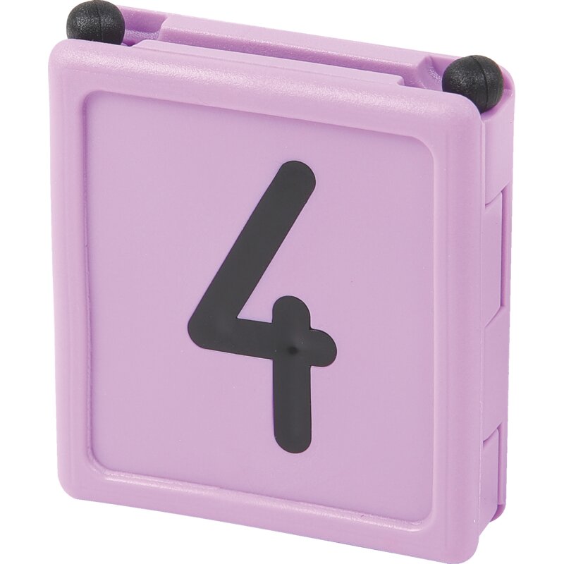 Halsbandnummer Nr. 4 Violett 54x59 mm – zweiteiliges Design für einfaches Anbringen