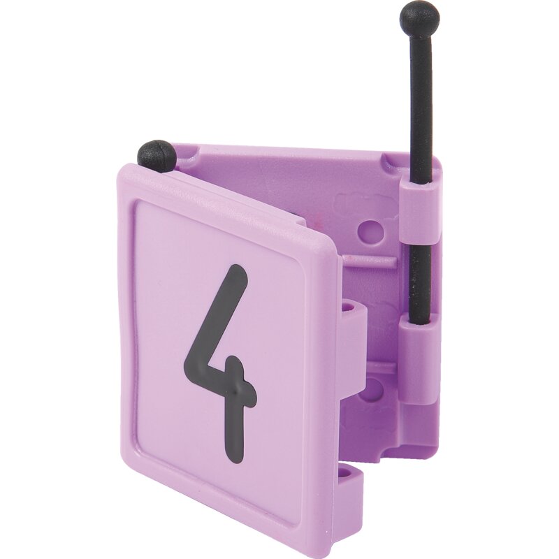 Halsbandnummer Nr. 4 Violett 54x59 mm – Detailansicht Farbcode und Beschriftung