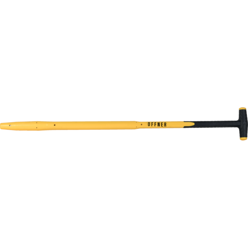 Offner Stiel Fiberglas gerade T-Griff 95 cm in Gelb für Spaten, Außendurchmesser 34 mm