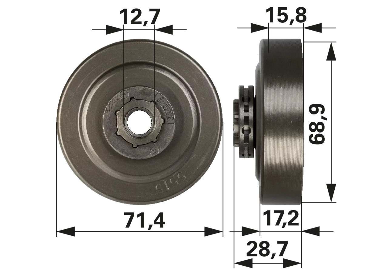 Ringkettenrad Longlife T .325 Zoll, 7 Zähne, SM7 – passend für Oregon 100791X Prillinger Longlife