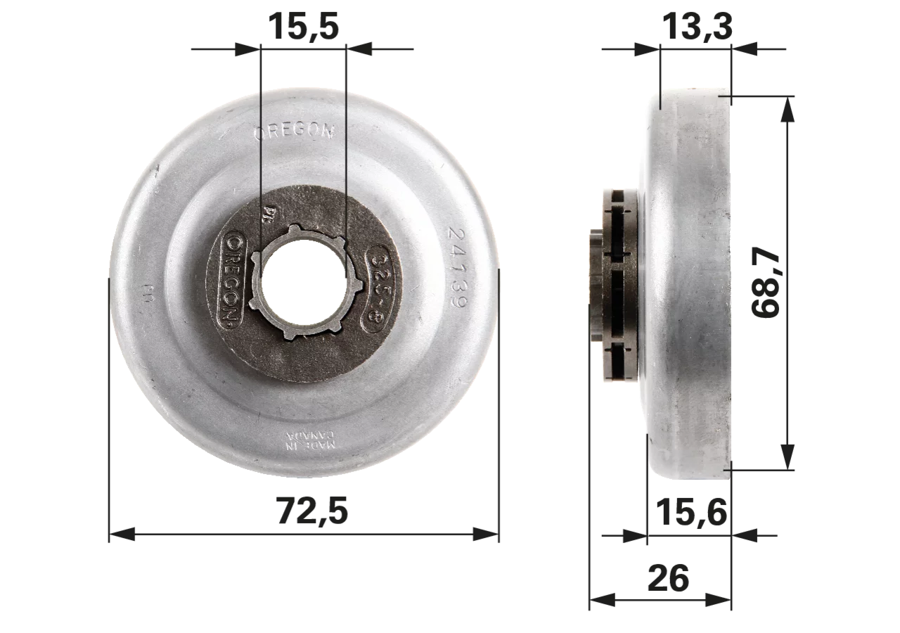 Ringkettenrad T .325 Zoll, 8 Zähne – passend für Oregon 24139X GartenShop24