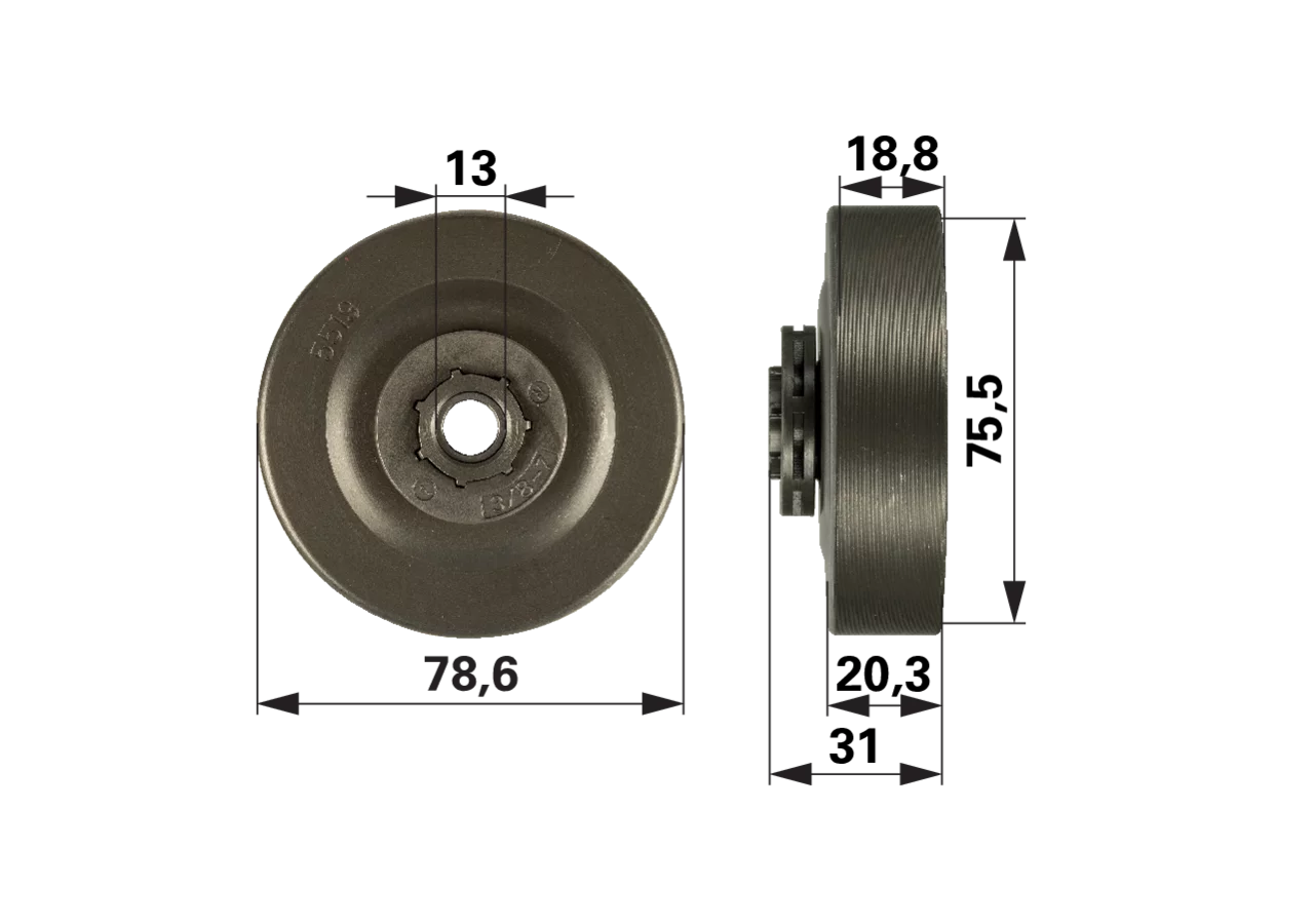 Ringkettenrad T 3/8 Zoll, 7 Zähne, SM 7 – passend für Oregon 34162X GartenShop24