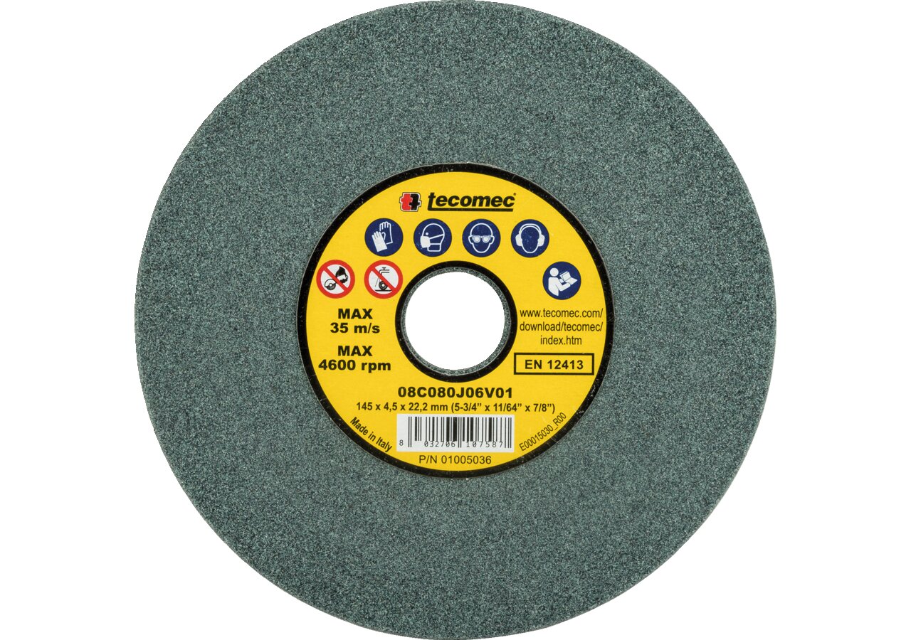 Schleifscheibe AD 145 mm, ID 22,2 mm, B 4,5 mm, grau für Hartmetall Tecomec