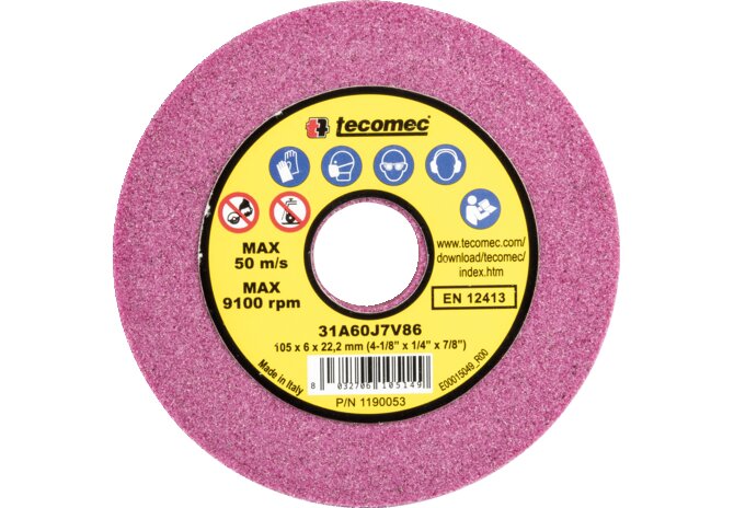 Schleifscheibe AD 105 mm, ID 22,2 mm, H 6,0 mm Tecomec