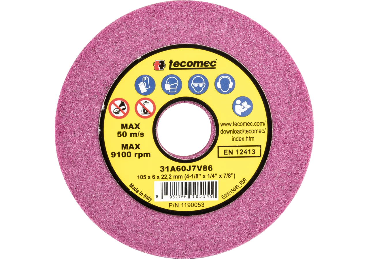 Schleifscheibe AD 105 mm, ID 22,2 mm, H 6,0 mm Tecomec