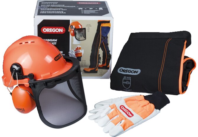 Oregon Schutzausrüstungsset Beinlinge, Helm, Handschuh GartenShop24