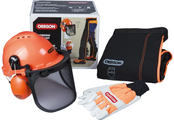 Oregon Schutzausrüstungsset Beinlinge, Helm, Handschuh GartenShop24