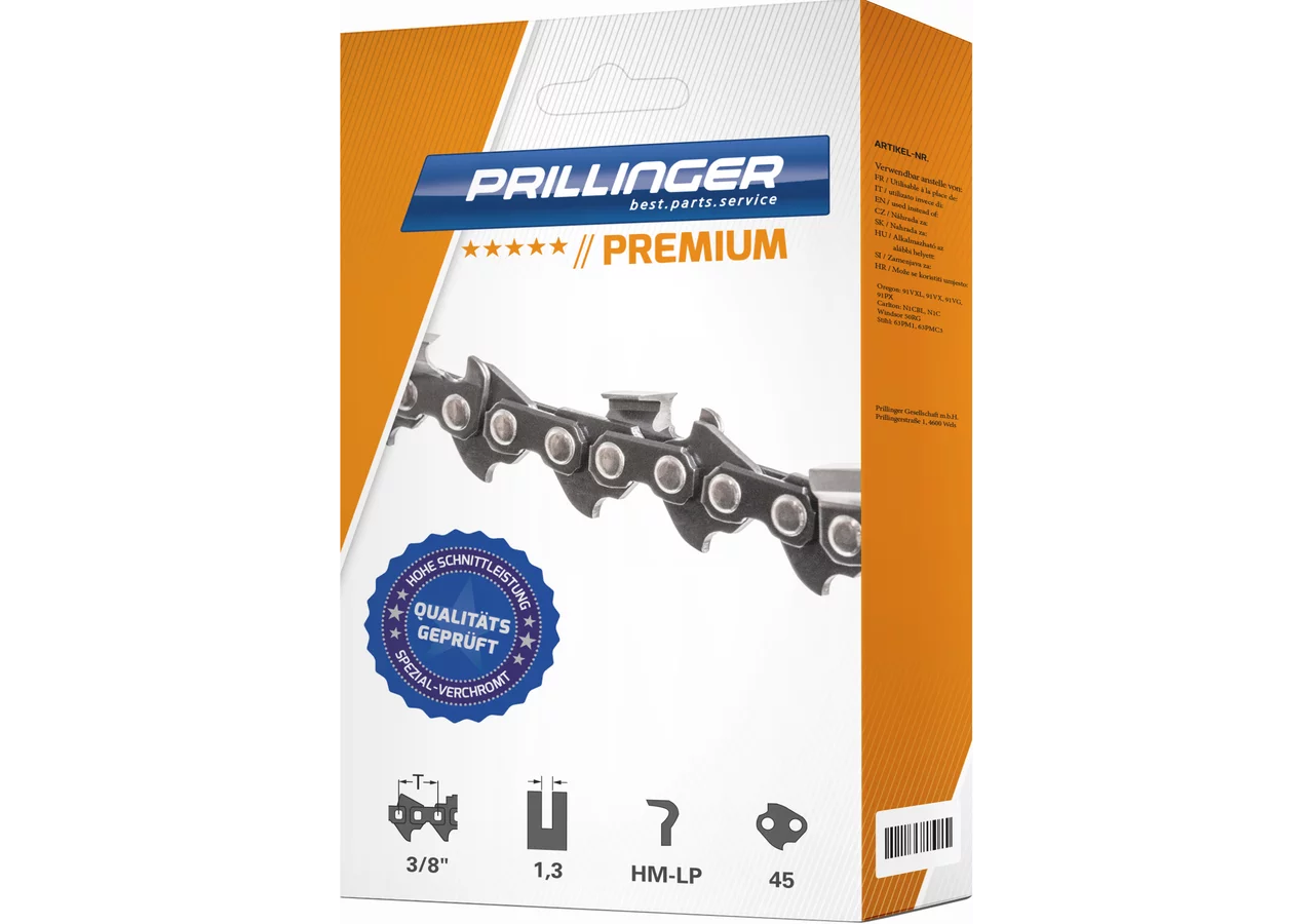 Sägekette Premium T 3/8 Zoll, LP-HM, S 1,3 mm, 45E Typ 91VG/VXL Prillinger Premium