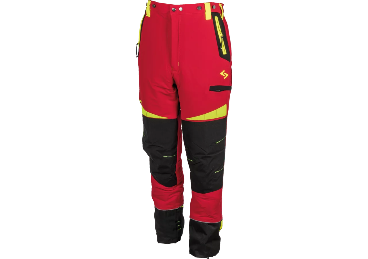 Schnittschutzhose Woodcreek Pro, Rot-Schwarz-Gelb, Größe L GartenShop24
