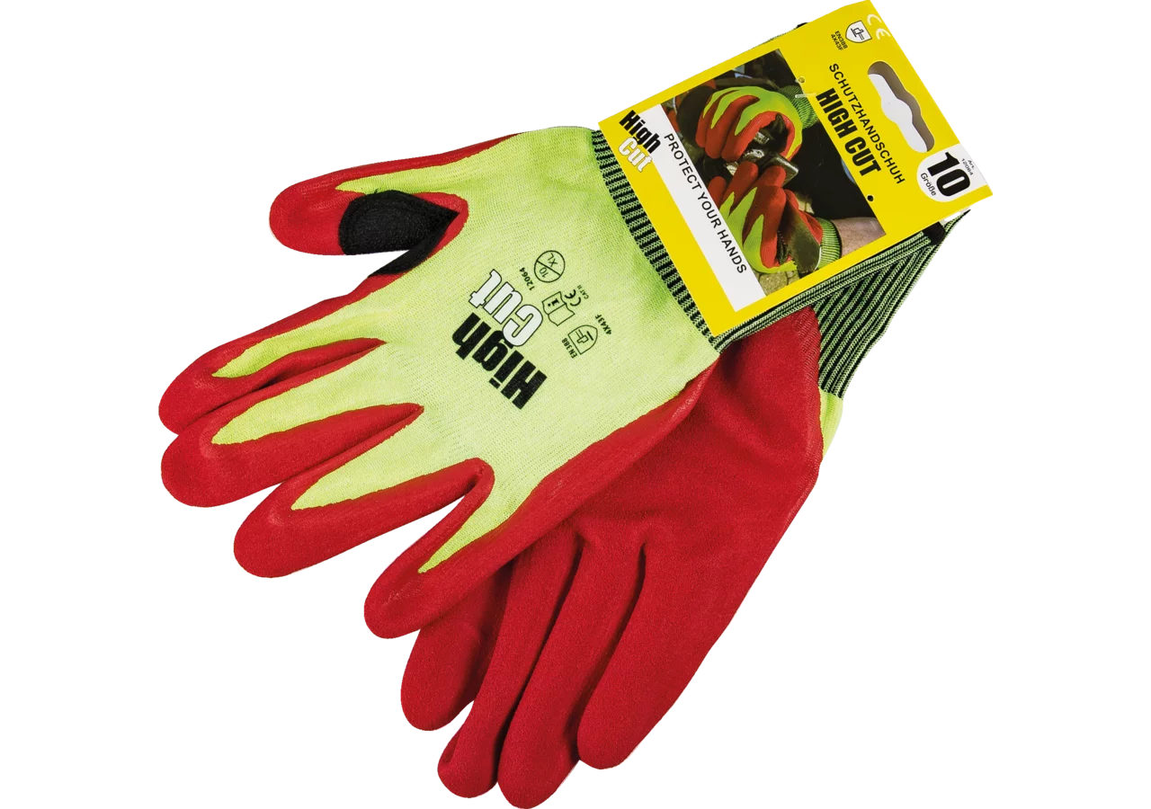 Arbeitshandschuh Rot-Gelb, HighCut GartenShop24
