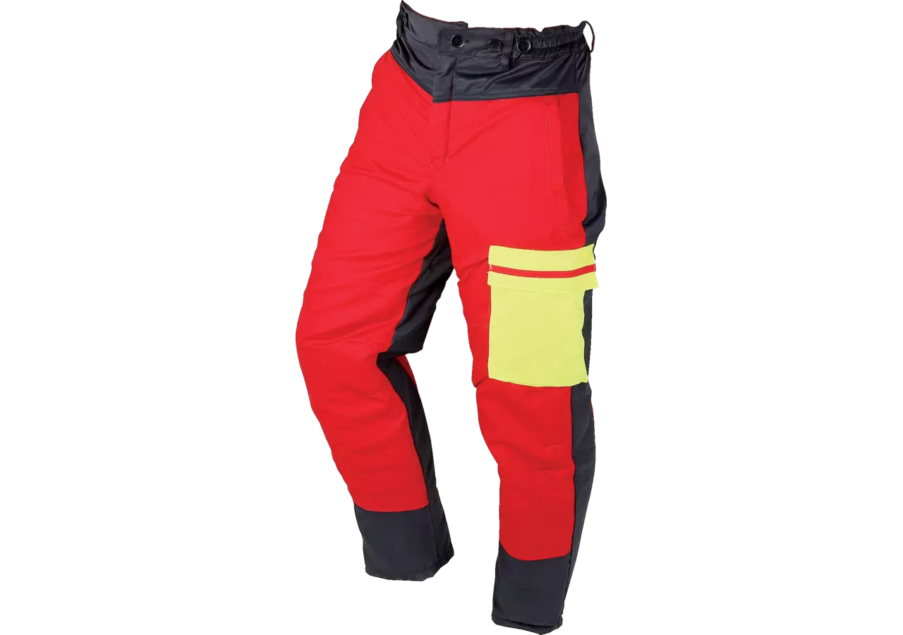 Schnittschutzhose Rot-Anthrazit-Leuchtgelb, -60 GartenShop24
