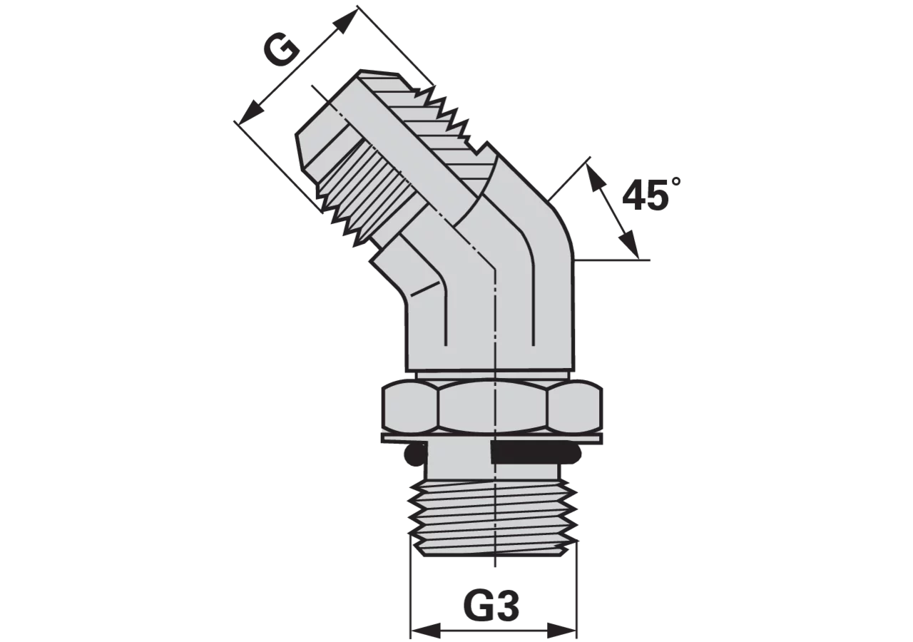 Einschraub Winkelverschraubung JIC45 1 5/16-12 - UNF 1 1/16-12 GartenShop24 - Hochwertige Gartengeräte
