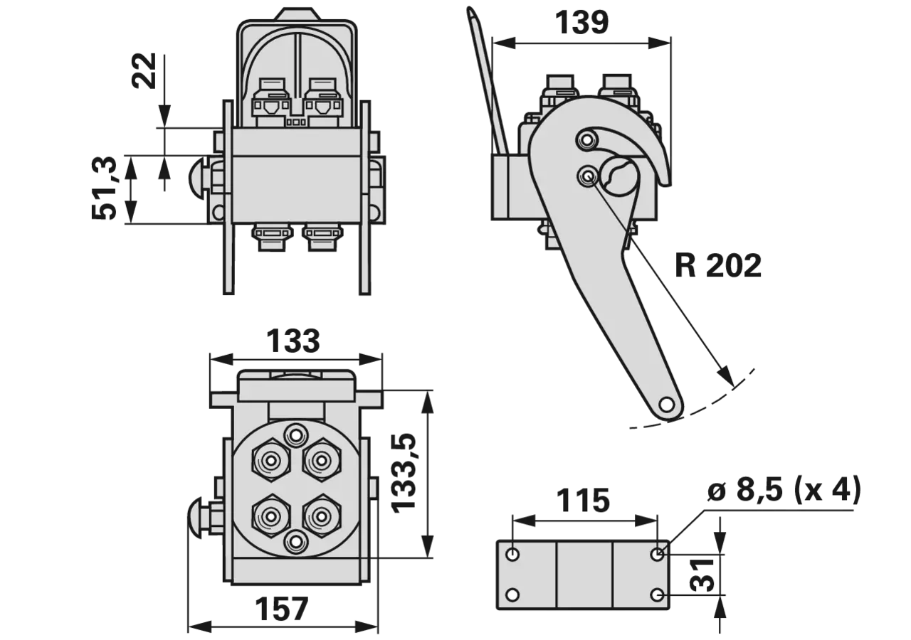 Multikuppler 2P506 4x 1/2 Fix- und Mobilteil Faster