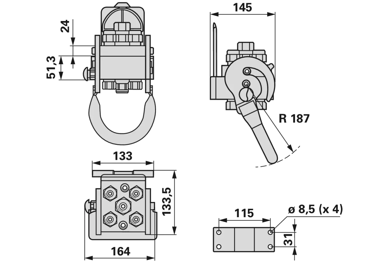 Multikuppler 2P506-1 4x 1/2+E3 Mobilteil Faster