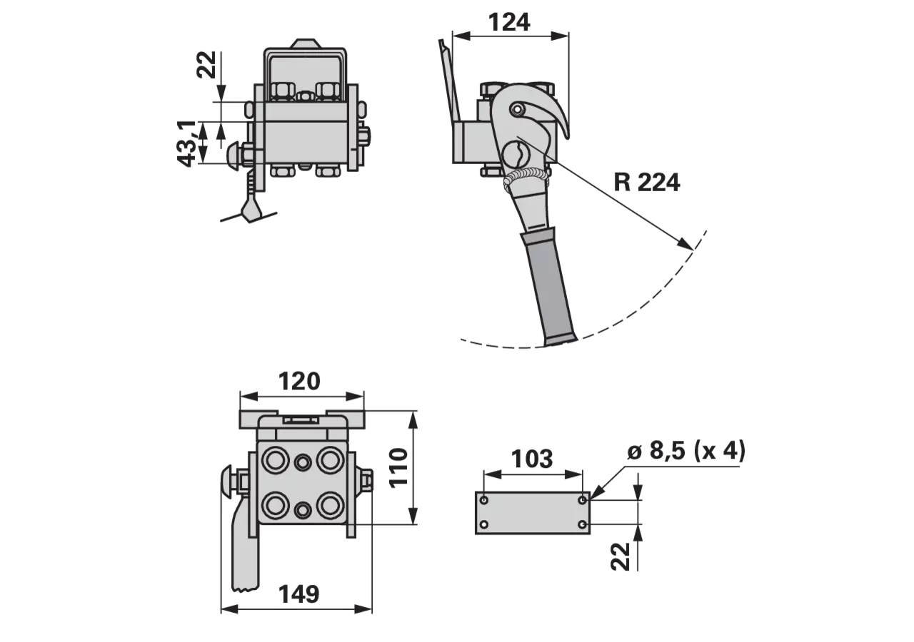 Multikuppler 2P404 4x 1/4 Fix- und Mobilteil Faster