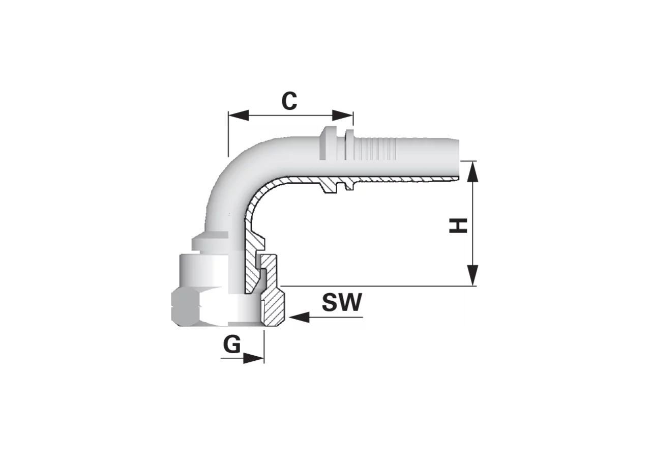 Dichtkegel JIS90 C DN06 1/4 Standard Alfagomma