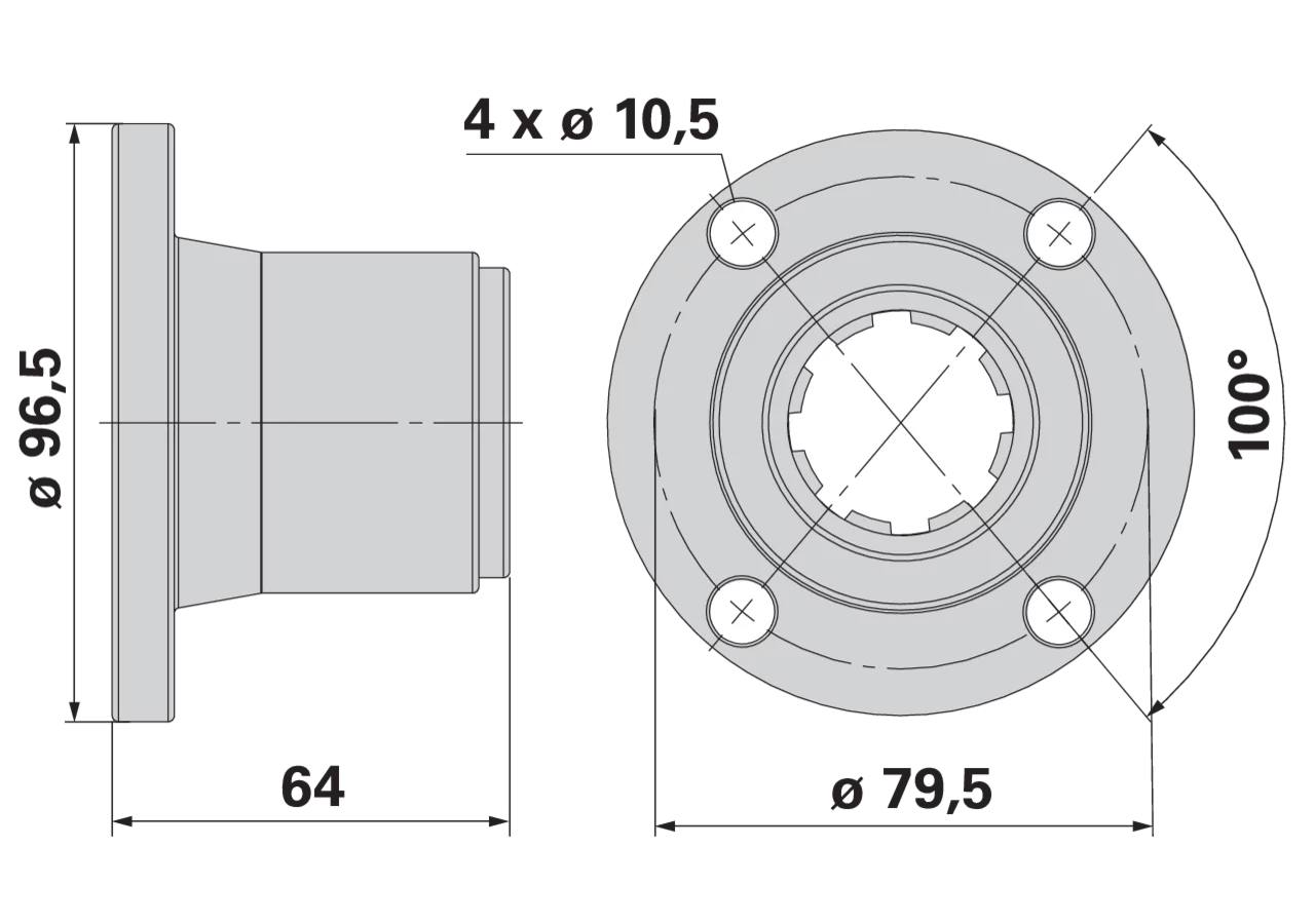 Flansch zu Kolbenpumpe LK 79,5 mm GartenShop24 - Hochwertige Gartengeräte