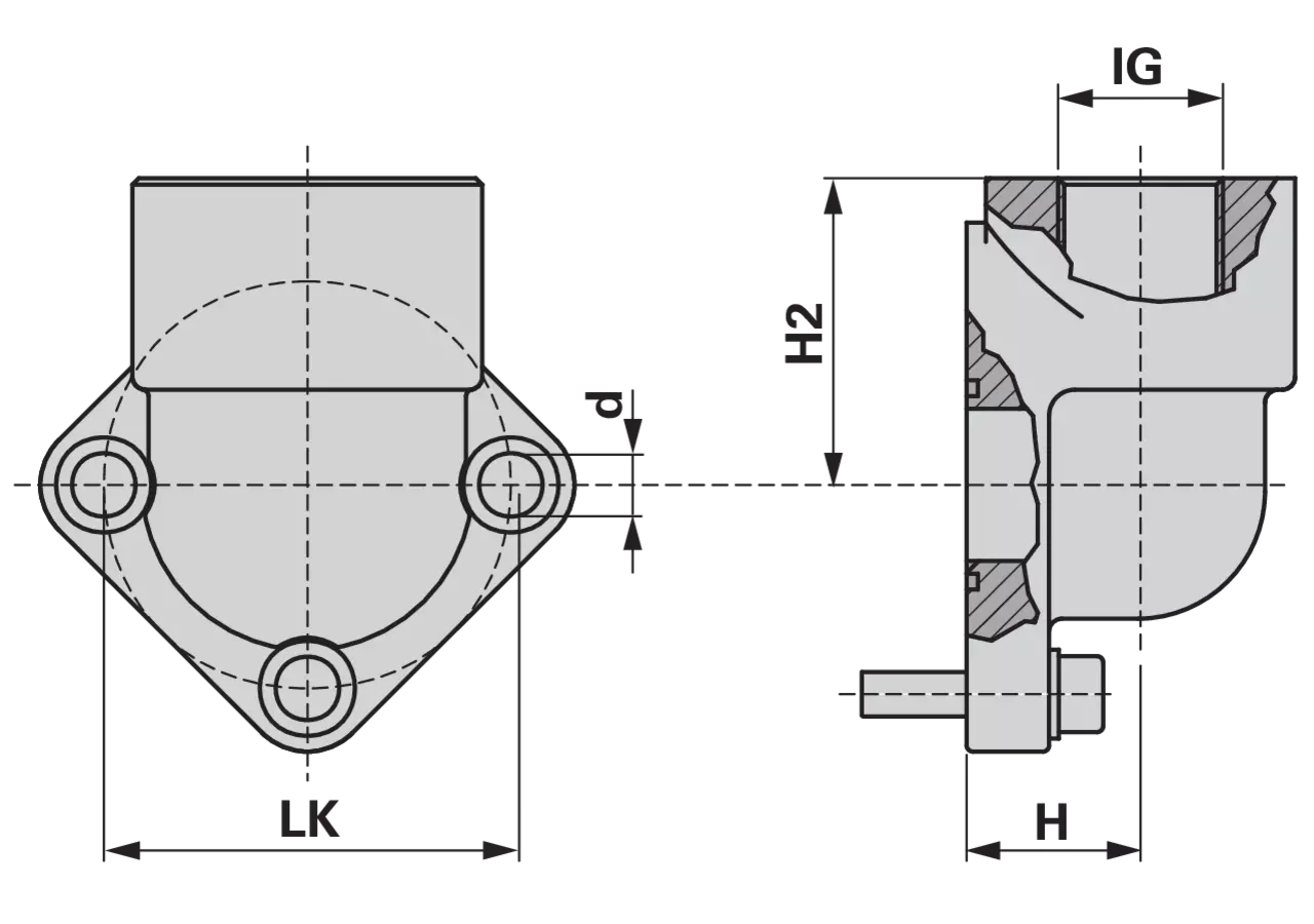 Pumpenflansch IG 1/2 LK 40 Höhe 21 mm GartenShop24 - Hochwertige Gartengeräte