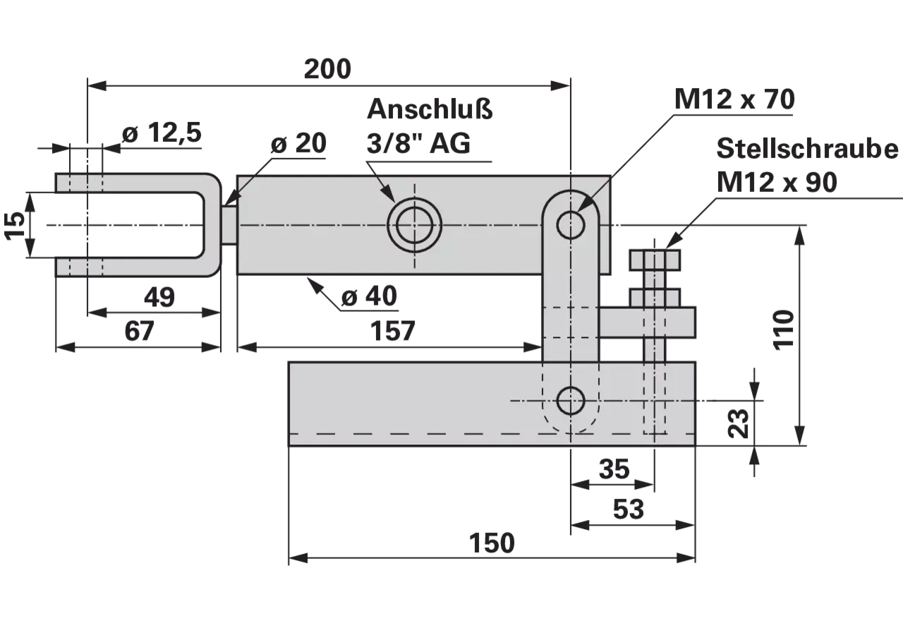 Bremszylinder EW 20x75 mit Konsole GartenShop24 - Hochwertige Gartengeräte