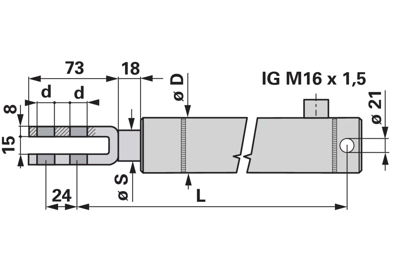 Bremszylinder EW 30x100 mit Gabelkopf GartenShop24 - Hochwertige Gartengeräte