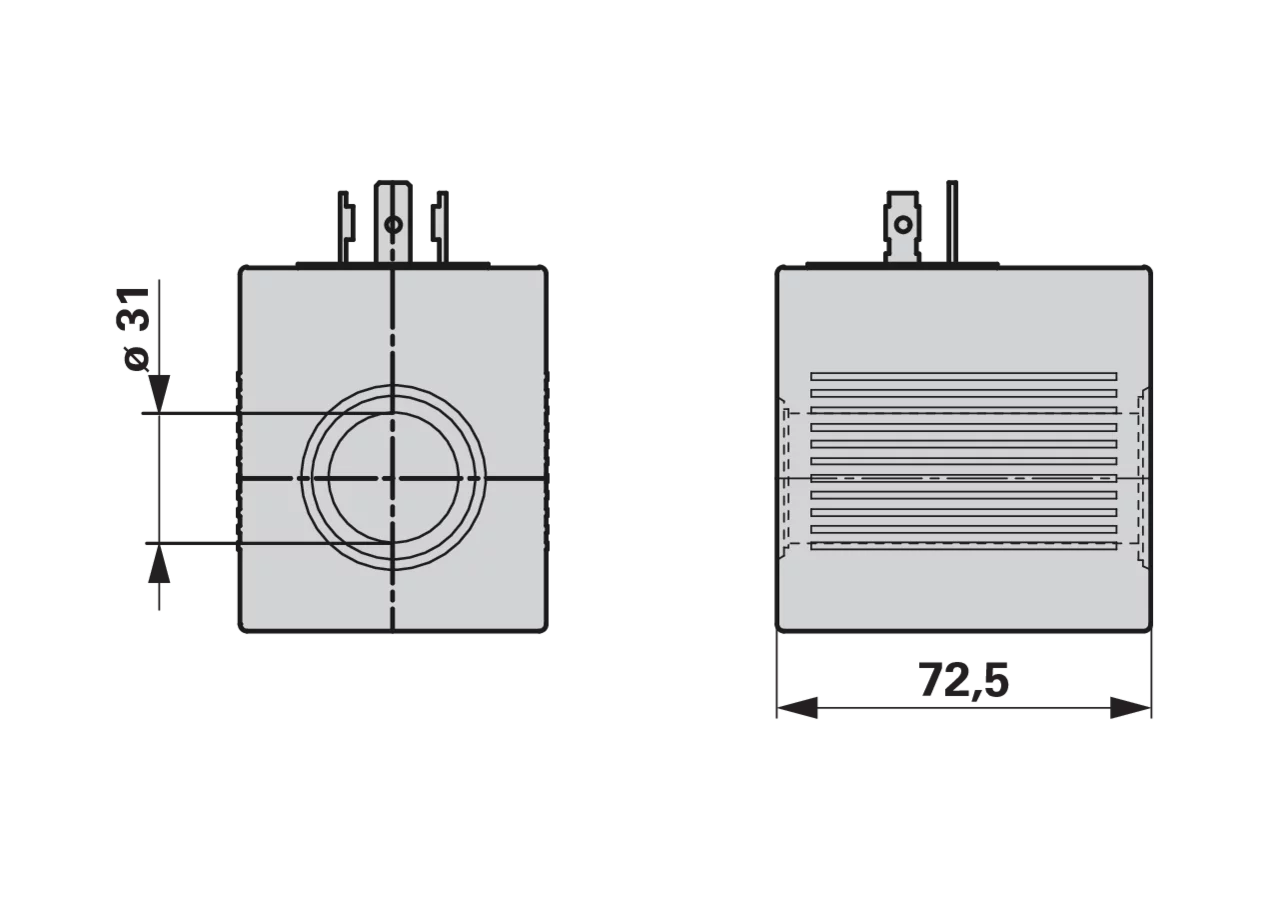 Magnetspule 24 V DC, ID 31mm, L 72,5 mm, 60 Watt GartenShop24 - Hochwertige Gartengeräte