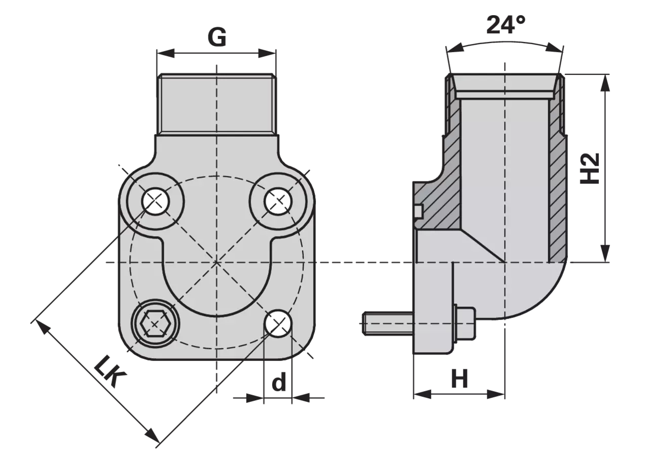 Pumpenflansch 12L LK 35 Mit DIN 24° Anschluss GartenShop24 - Hochwertige Gartengeräte