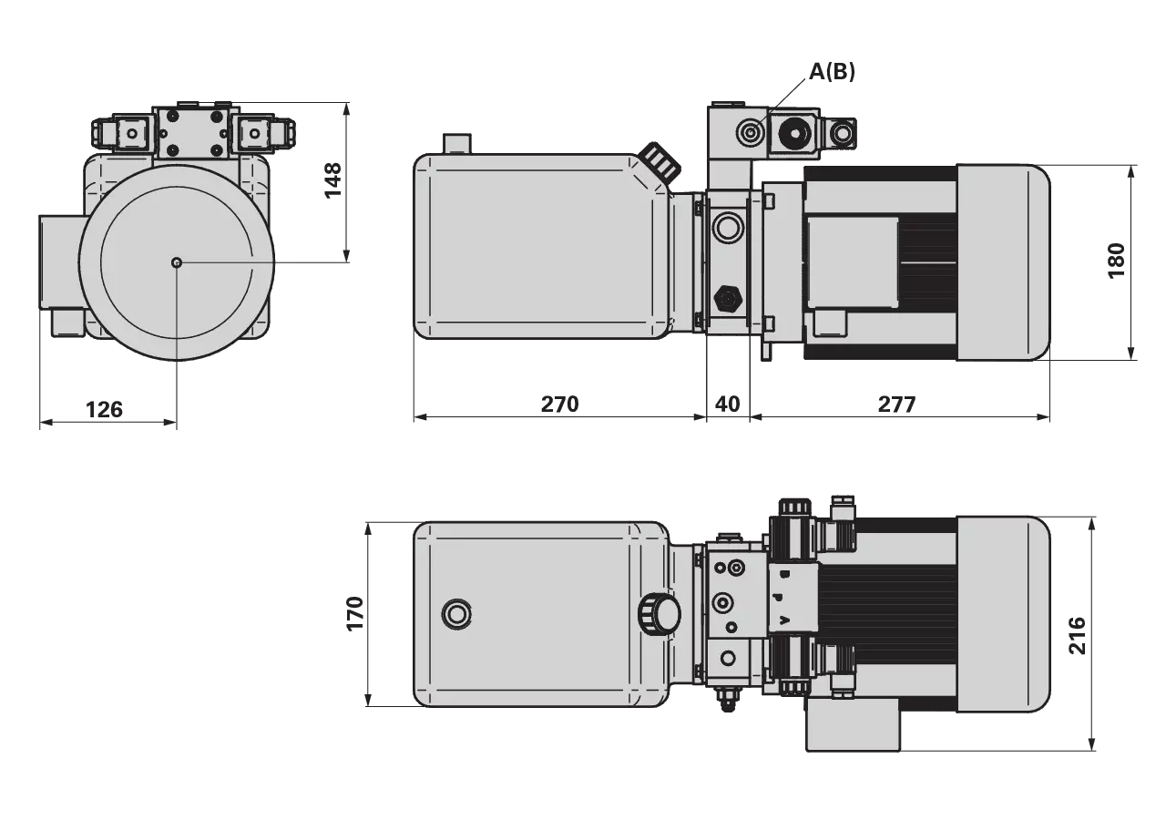 Kompaktaggregat 4,8 l/min, 180 bar, 3 Ph-400 V, 2,2 kW mit Ventil GartenShop24 - Hochwertige Gartengeräte