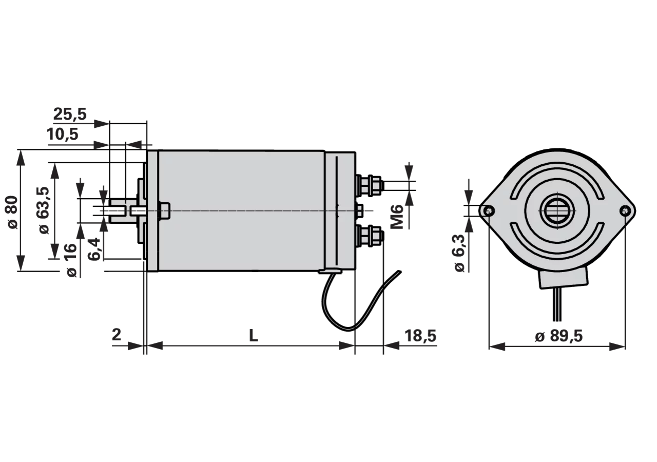 Elektromotor DC80 300 W 24 V DC, mit Themoschutz GartenShop24 - Hochwertige Gartengeräte