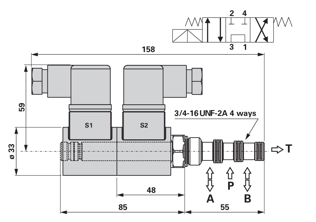 Wegeventil 4/3 Wege DN10-3/4 UNF MSV4V A2 GartenShop24 - Hochwertige Gartengeräte