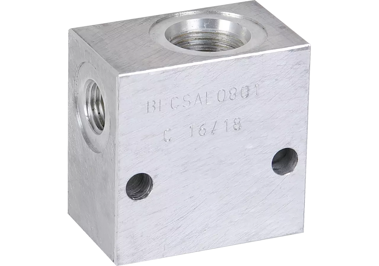Anschlussblock 3/8 für Sitzventil MSV30 DN10-3/4 UNF Aluminium 250 bar – passend für Sitzventil MSV30 DN10-3/4 UNF Aluminium 250 bar GartenShop24 - Hochwertige Gartengeräte
